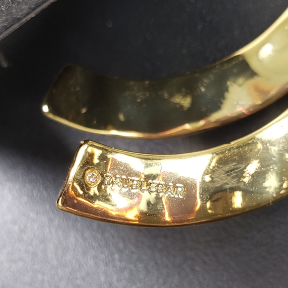 BAUBLEBAR MILA Signed Gold Tone Hammered Hoop Earrings - Picture 9 of 10